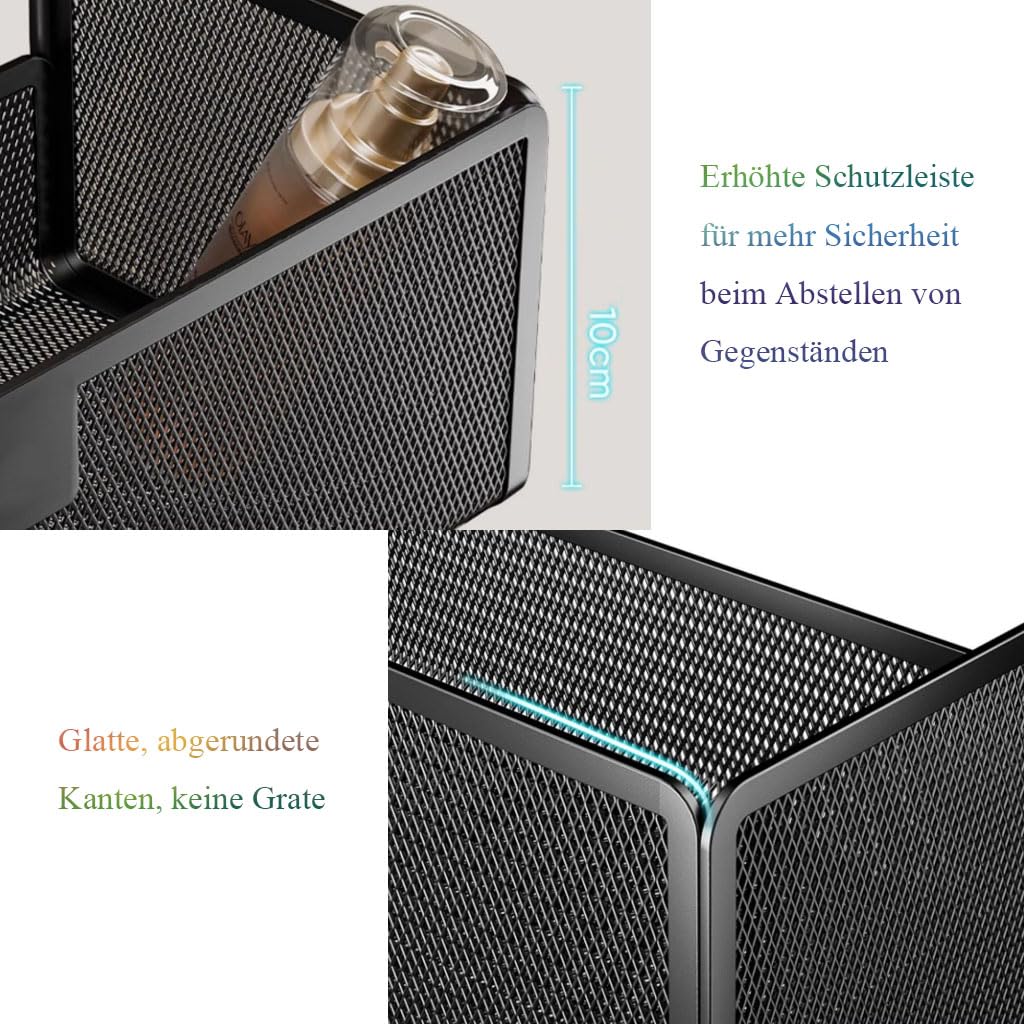 Mensola Doccia Senza Fori Set da 2, scaffale da Parete in Metallo, Cesto portaoggetti, Organizer da Bagno per Cosmetici, portashampoo per Doccia,Schwarz,26cm