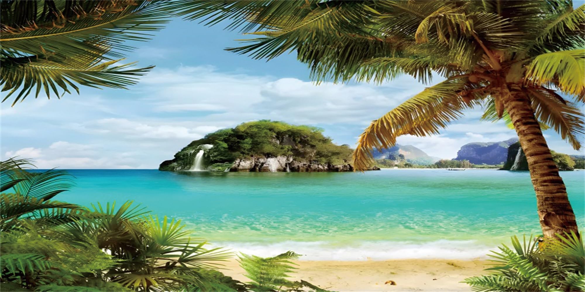 MIRRORANG 91x50cm Tropical Aquarium Background Sky Trees Ocean Fish Tank Background โ image 1
