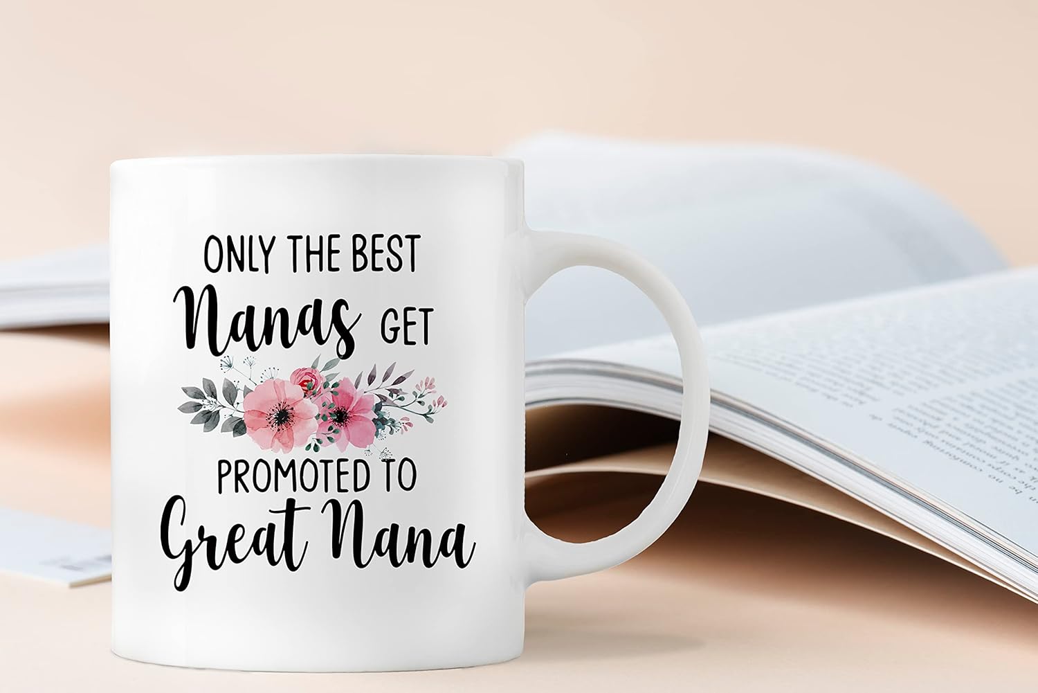 QASHWEY Nana Gifts Coffee Mug, Only the Best Nanas Get Promoted to Great Nana Coffee Cups Ceramic 11oz, Nana Birthday Gifts for Women, Mothers Day Gifts, Grandma Gifts from Grandchildren Tea Cup - Image 2