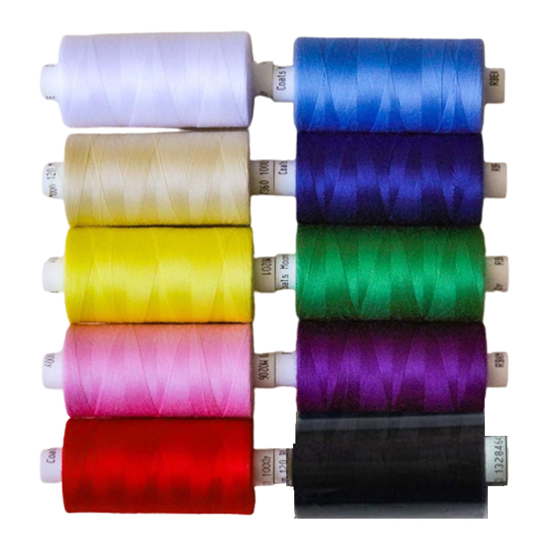 Assorted Sewing Thread Box of 10 reels -10 x Moon Polyester Reels Thread Sewing Over Locking 1000 Yards 120’s (Assorted)