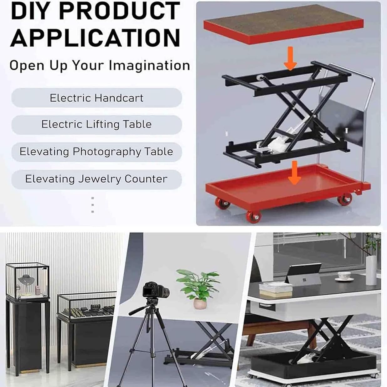 LYDZUSDP Electric Coffee Table Lift,Double Scissor Hydraulic Lift Table,Computer Desk Electronic Scissor Lift with Remote Control,Smart Lift Top Coffee Table(50KG)