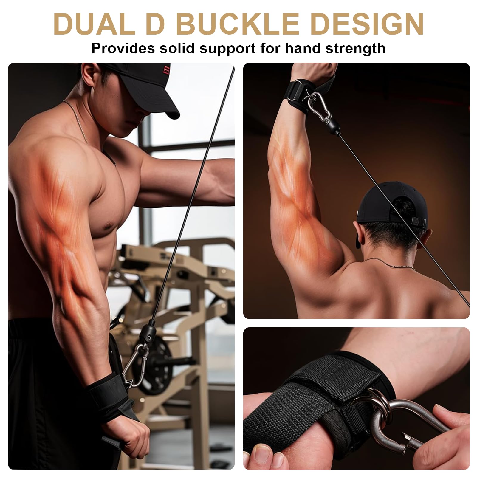 2 Piezas Muñequeras Gym, Straps Gym, Muñequera Deportiva, Doble Anilla d, Agarres Antideslizantes Con Almohadilla, para Peso Muerto, Dominadas, Entrenamiento Fuerza, Aparatos Gimnasio