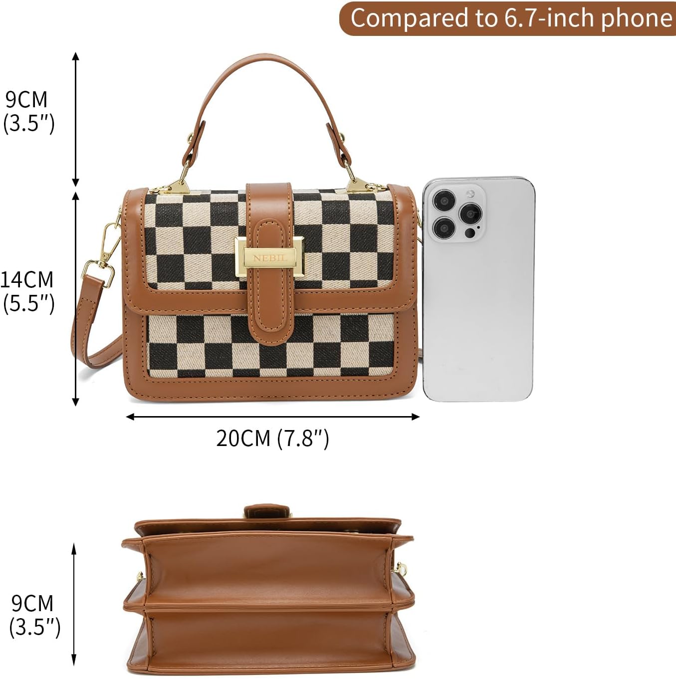 NEBIL Women Checkered Crossbody Bags,Women Checkerboard Cross Body Purses Plaid Handbags - Image 6
