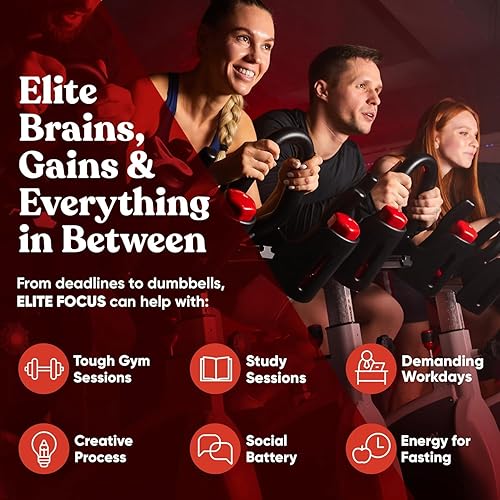 Miniatura 5 de Elite - Pastillas de cafeína con L-teanina, suplementos energéticos enfocados sin nerviosismo, pila nootrópica limpia y natural para un rendimiento