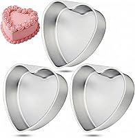 Vista 8 de Nuogo Paquete de 3 moldes de aluminio con forma de corazón de 8 pulgadas, moldes para hornear para el día de San Valentín, cumpleaños, bodas, latas