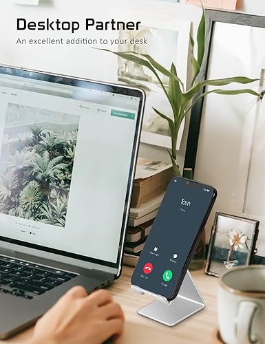 Miniatura 6 de Soporte de aluminio para teléfono celular, soporte de escritorio universal portátil sólido, para todos los teléfonos inteligentes, Tabletas, Huawei,