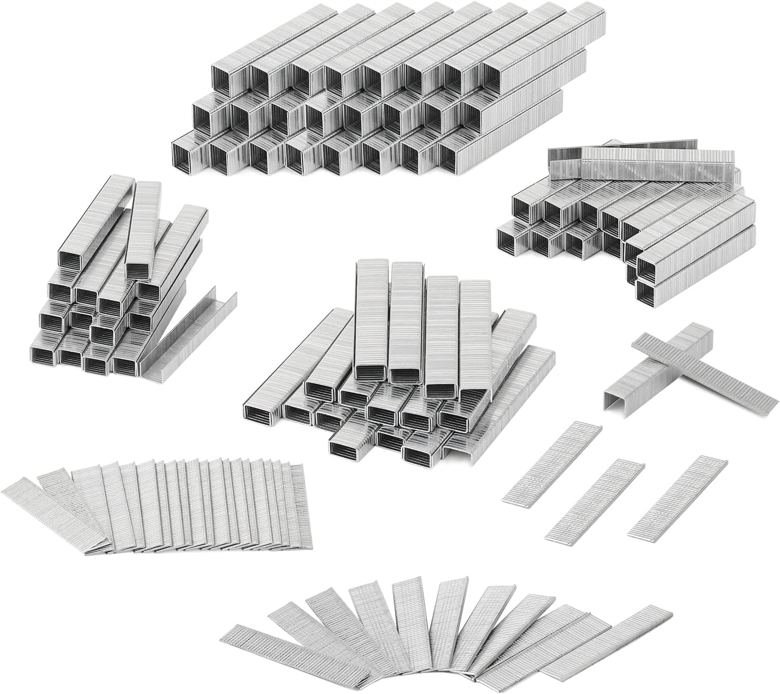 - SHALL Heavy Duty T50 Staples and 18GA Brad Nails Combo Kit, 8000-Count, Four Sizes of T50 Staples for Staple Gun Including 1/4, 5/16, 3/8, 1/2 Inch and Two Sizes of Brad Nails Including 1/2, 9/16 Inch