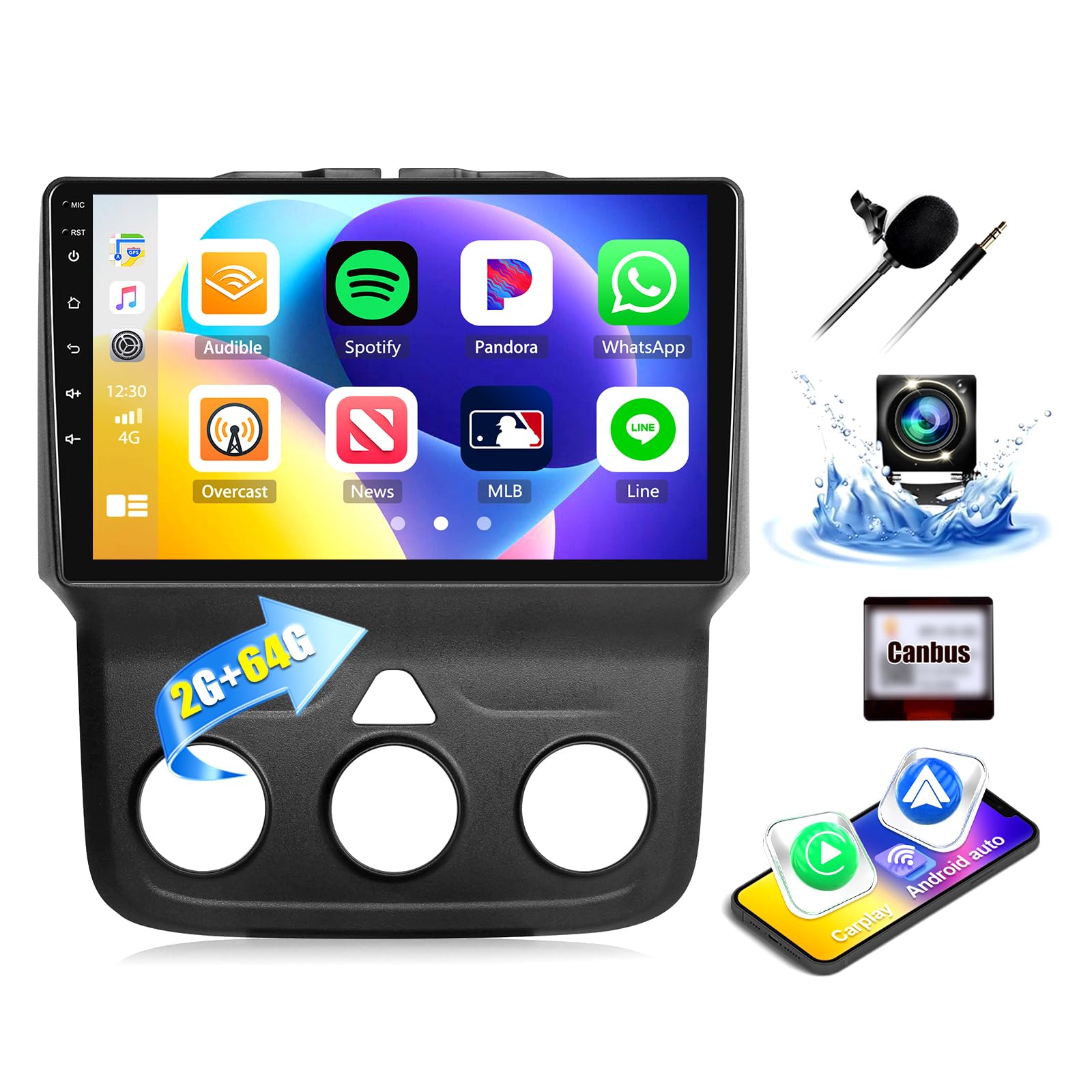 Autoradio Carplay 1 Din CAMECHO Autoradio Android 13 Pour BMW Série 1 - 9" GPS, WiFi, Bluetooth + Caméra De Recul AHD Carplay Bmw