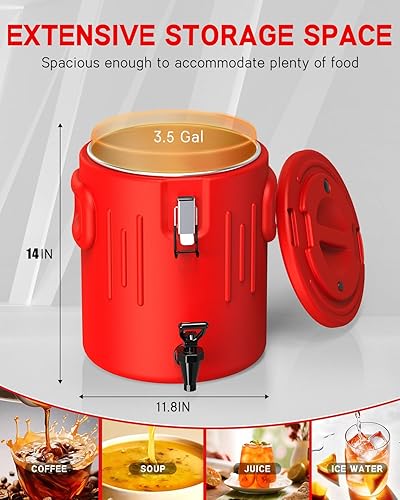 Miniatura 9 de Dispensador de bebidas aislado de 3.5 galones, dispensador de bebidas frías y calientes con interior de acero inoxidable 304 y boquilla, dispensador
