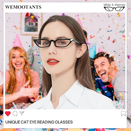 Miniatura 10 de WEMOOTANTS Narrow Reading Glasses for Women Unique Cat Eye Readers 1.0 1.25 1.5 1.75 to 4.0