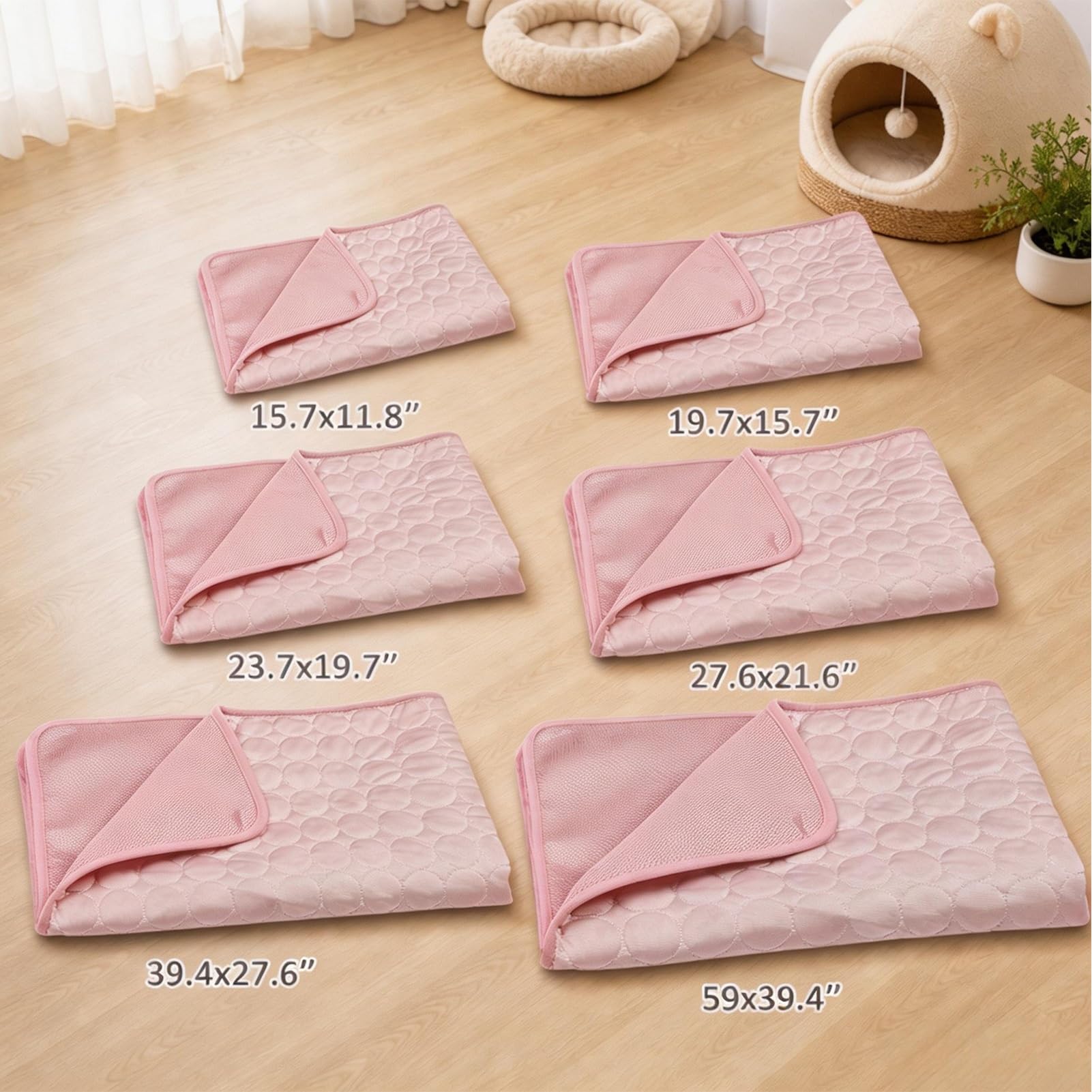 Tapis Rafraîchissant D'été pour Animaux De Compagnie, Lavable,Tapis Couchage Animaux, Utilisable sur Les Paniers Sols Intérieurs Et Extérieurs, Sièges Voiture, Etc(Pink,59x39.4)