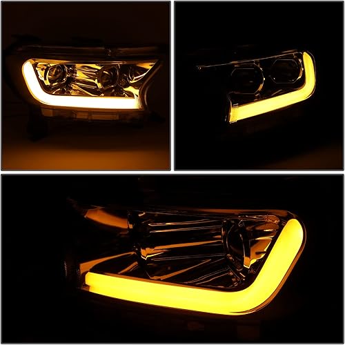 Miniatura 4 de DNA MOTORING HL-HPL-FR19-CH-AM LED DRL secuencial de persecución intermitente, doble proyector cromado, compatible con Ford Ranger XL XLT 2019-2022