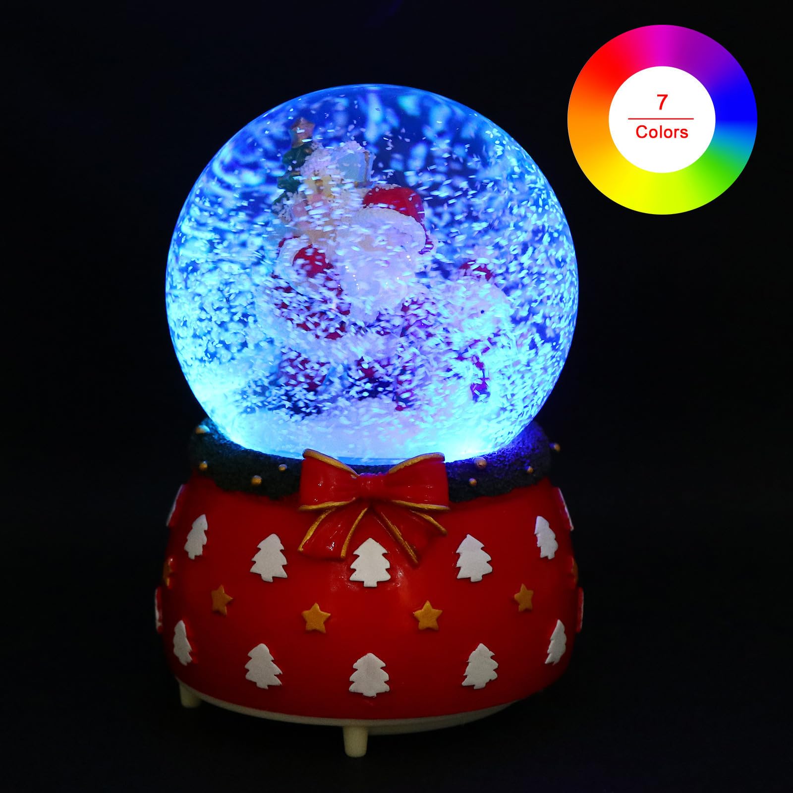BESPORTBLE 2 Pezzi Sfera di Cristallo Musicale Natalizia Luminosa in Resina | Decorazione Interna Visibile, Design Creativo, Include Tre Batterie Aaa