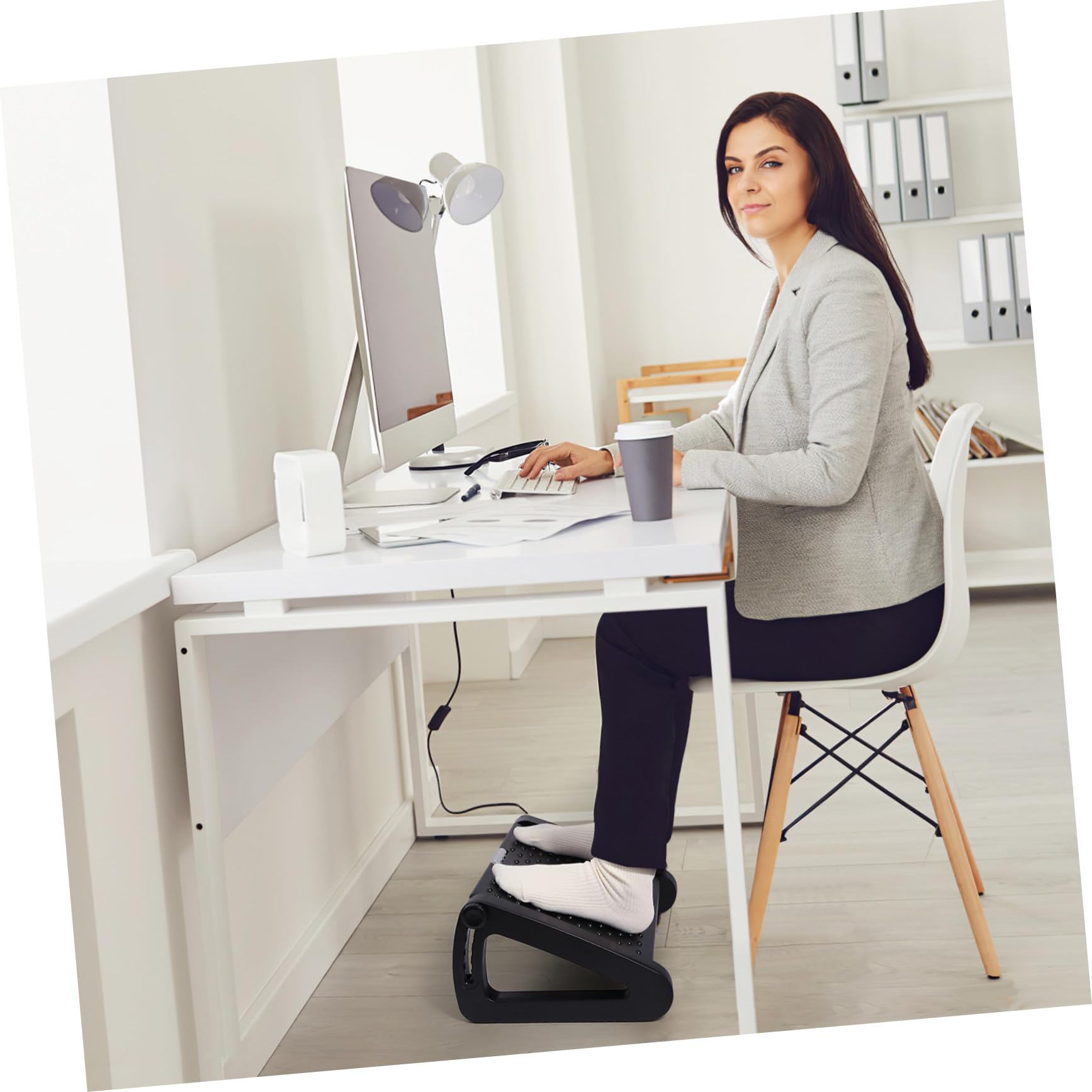 Gadpiparty Reposapiés Fatiga Oficina Hogar Ajustable Ergonómico y para Absorbe la de con Altura Regulable y Diseño Antideslizante Negro Piernas