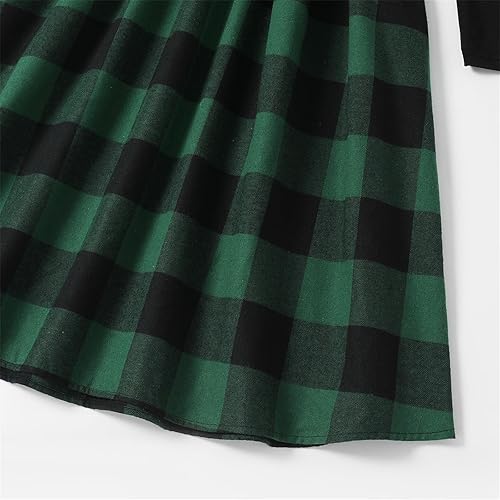 Miniatura 7 de PATPAT Conjuntos familiares a juego para mamá y yo, vestido a juego de manga larga a cuadros y camisas casuales con botones