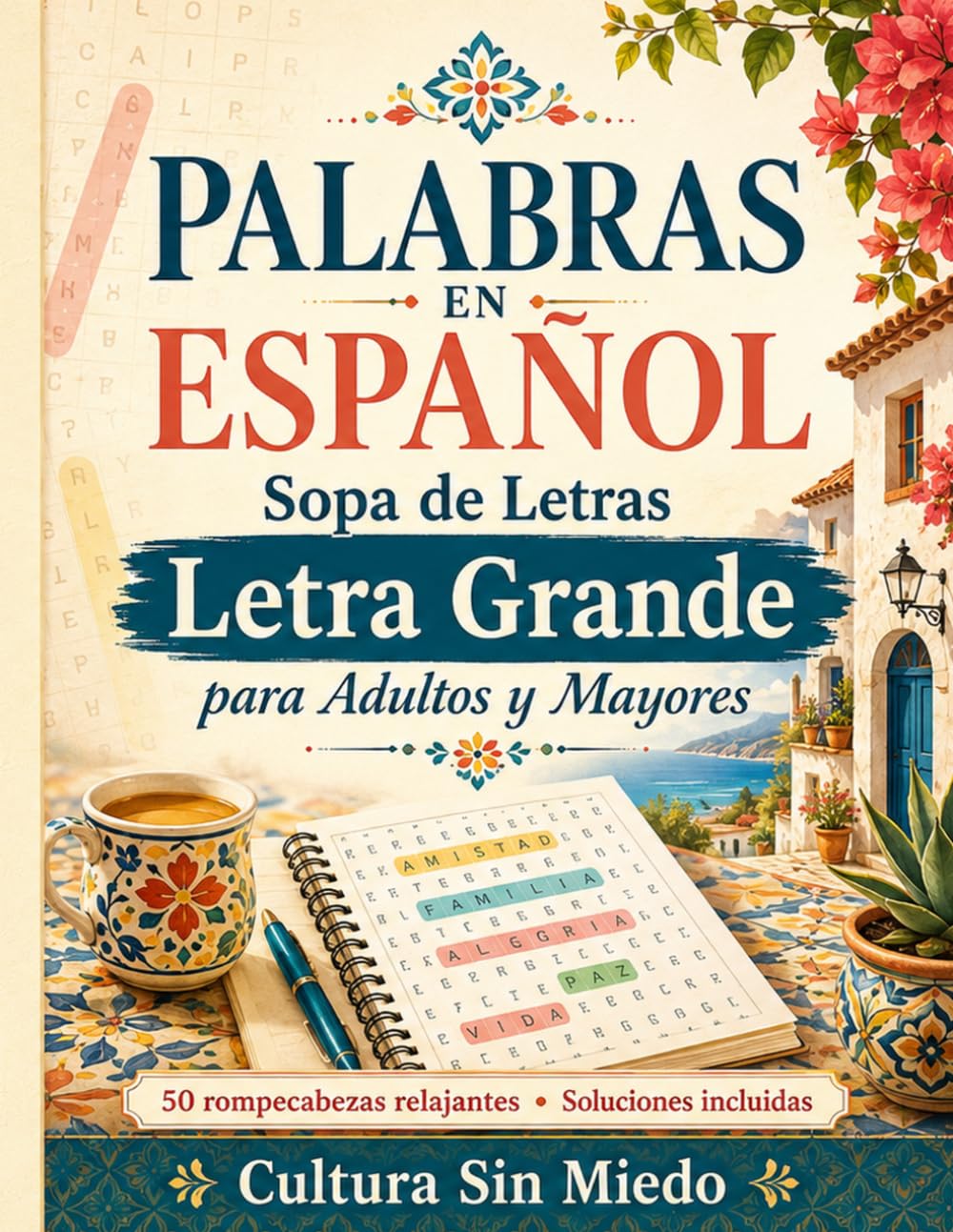 Palabras en Español: Sopa de Letras Letra Grande para Adultos y Mayores