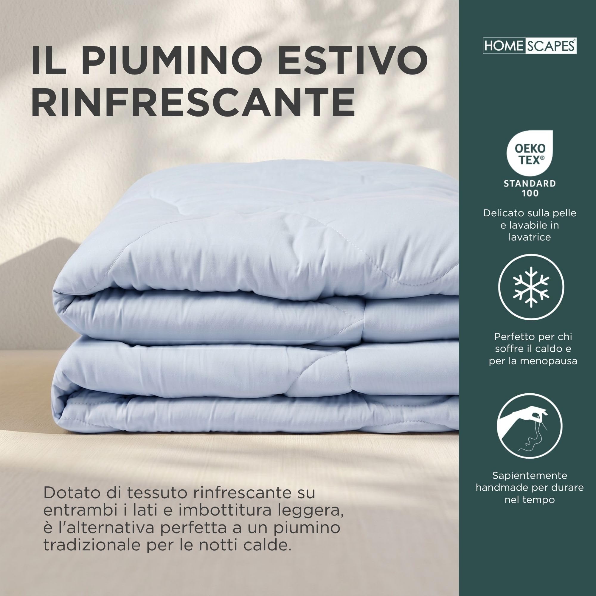 Homescapes Coperta rinfrescante per letto, leggera senza rivestimento, 155 x 220 cm, lavabile, estiva, Oeko-Tex