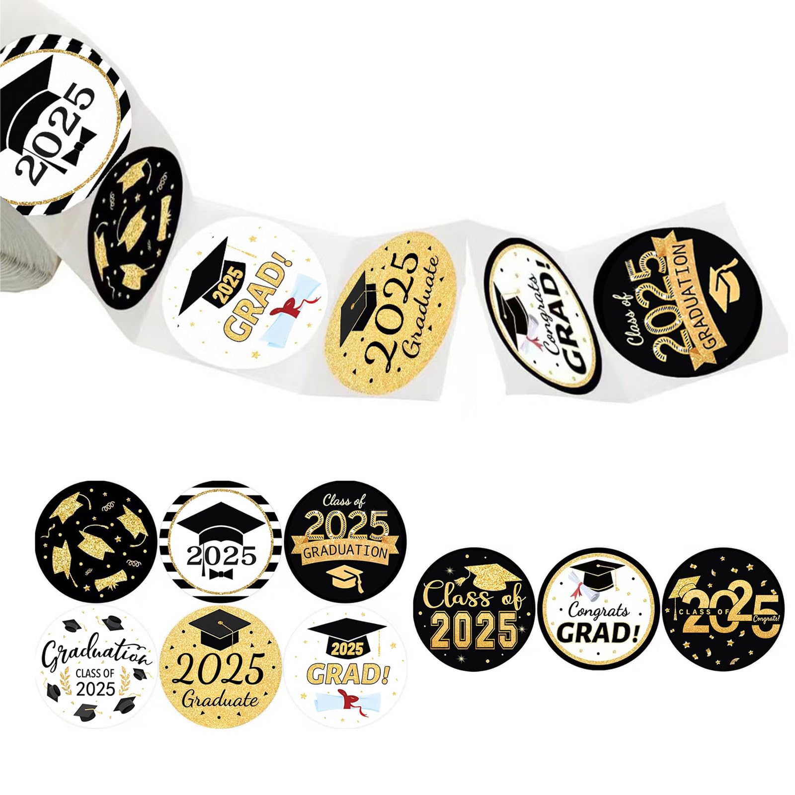 500Count Class of 2025 Graduation Themed Sticker 1.5Inch Adhesive Label for Seal Envelope Card Packaging Decoration Graduation Decoration