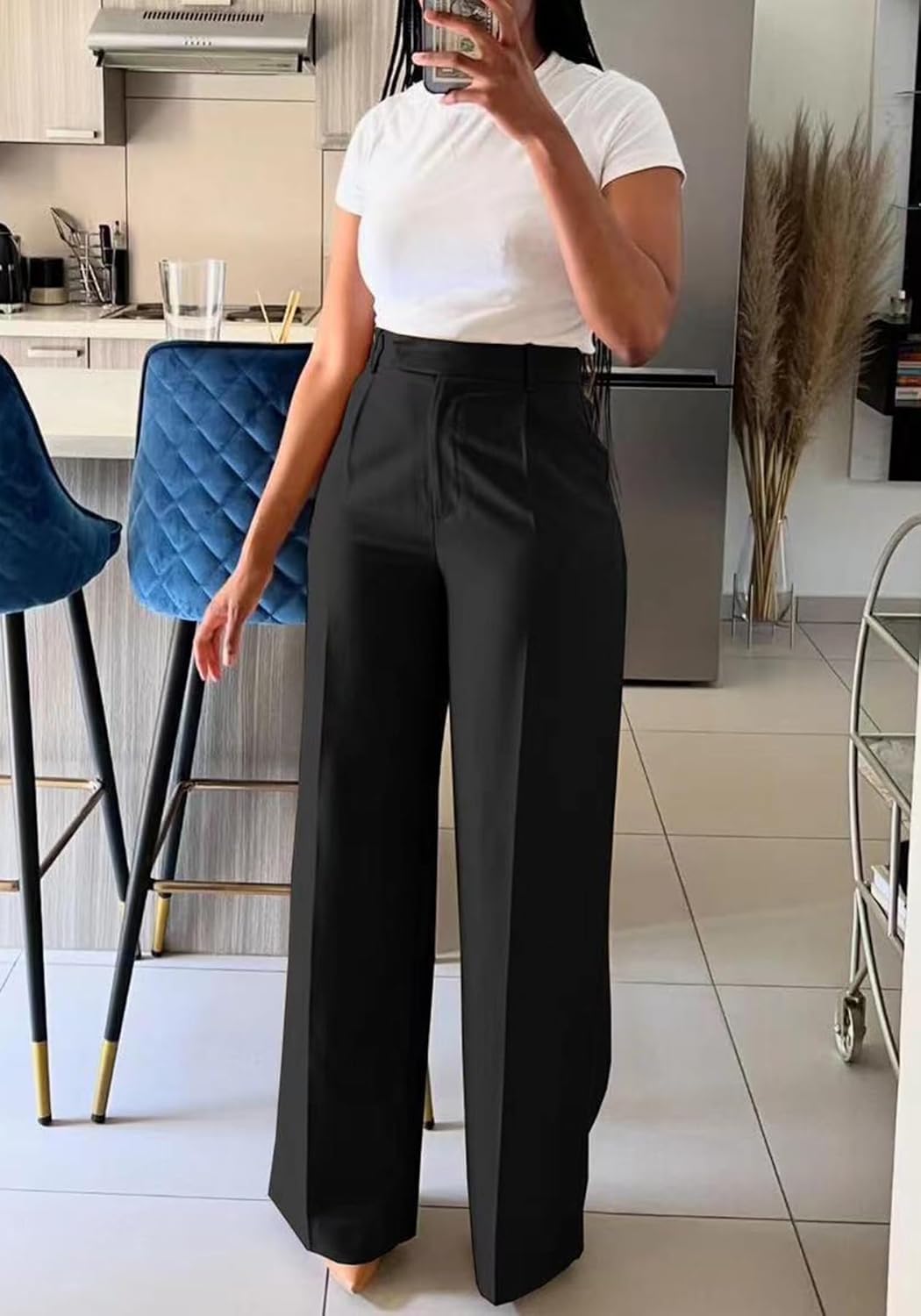 Famnbro Womens Dress Pants Slacks High Waisted Wide Leg Yoga Business Work Pants Trousers - Image 2