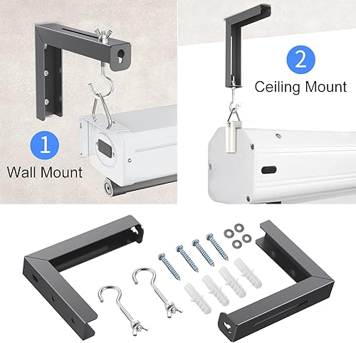 Miniatura 4 de suptek Universal Projector Screen Wall Mount L-Brackets Wall Hanging Mount 6 inch Adjustable Extension Mounting Hooks for Projection Screen up to 66