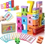 Bloc de construction numéro en bois - 20Pcs Blocs de positionnement pour 3+ Ans Old Kids, 1-10 Digital Blocks Jouets, Jouet de compétition d'équilibre, Cadeau éducatif pour les garçons et les filles