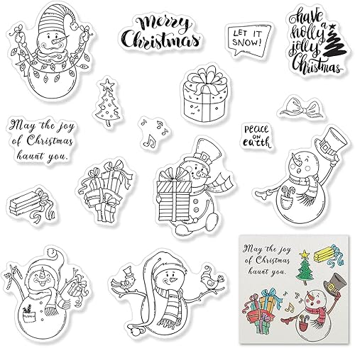 Palabras de muñeco de nieve de Feliz Navidad, sellos transparentes para hacer tarjetas, decoración álbum de recortes