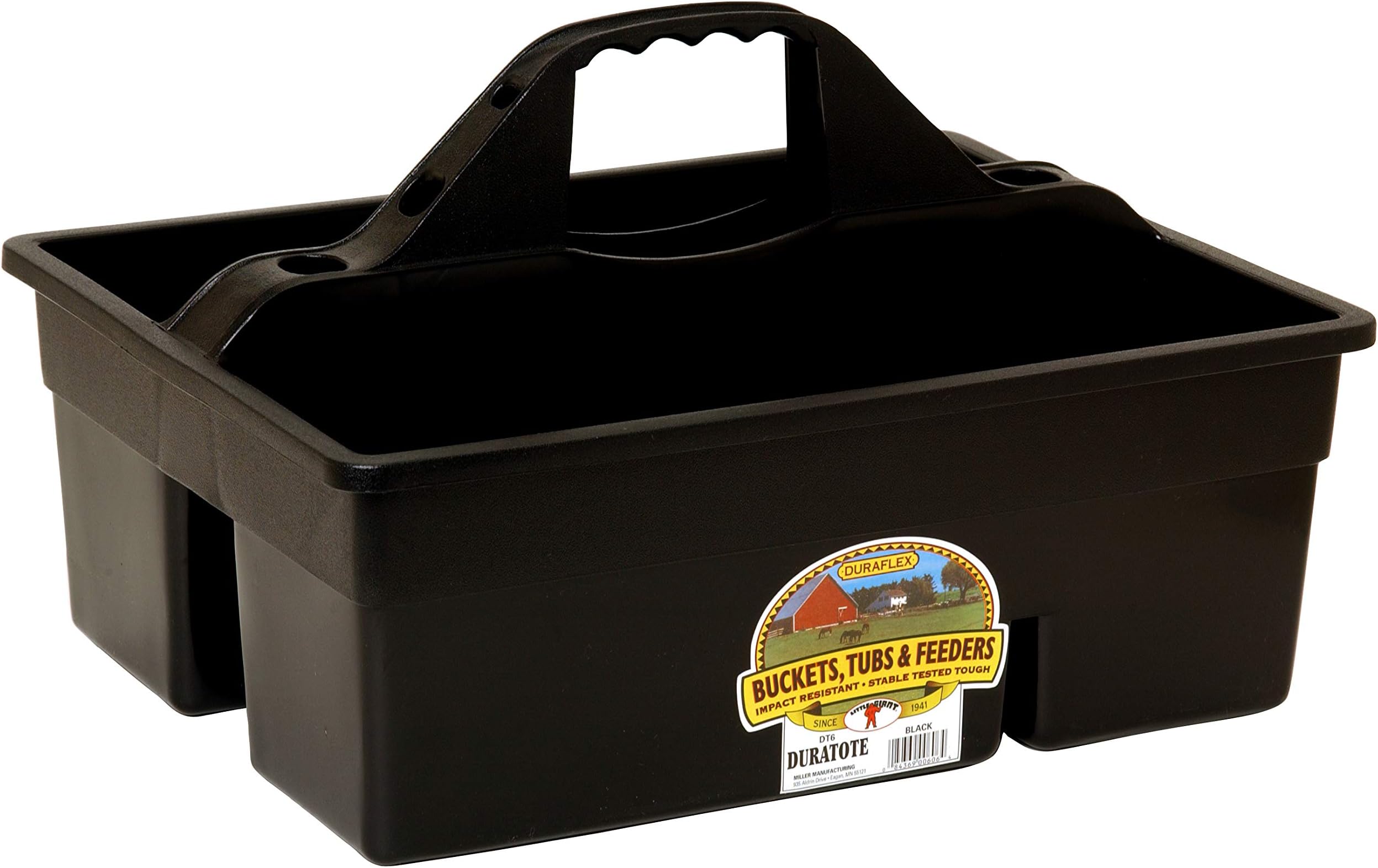 Plastic DuraTote | Horse Grooming DuraTote | Durable Tote Box Organizer with Easy Grip Handle | Extra Thick Sidewalls | Black
