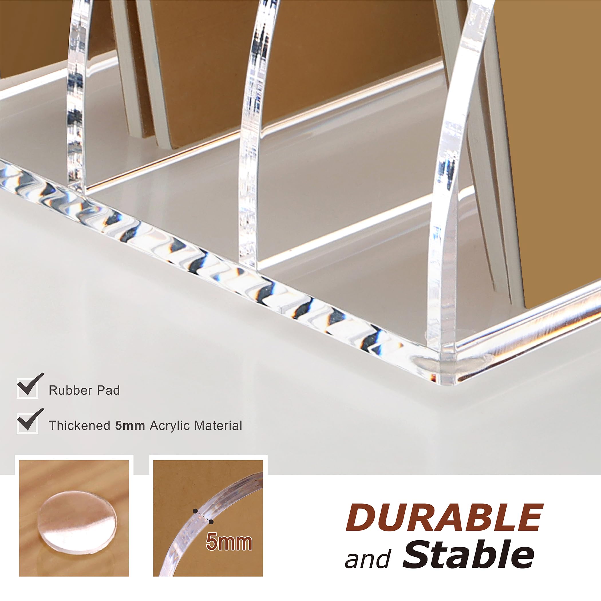 SANRUI Acrylic File Organiser, 4 Section Vertical Document Sorter & Clear Desk Tidy - Image 2