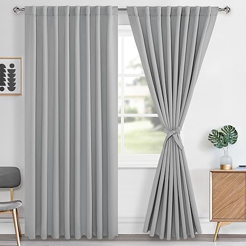 Miniatura 157 de Hiasan Cortinas opacas blancas extra anchas para dormitorio, cortinas opacas térmicas extra anchas de 72 pulgadas de largo, con pestaña trasera,