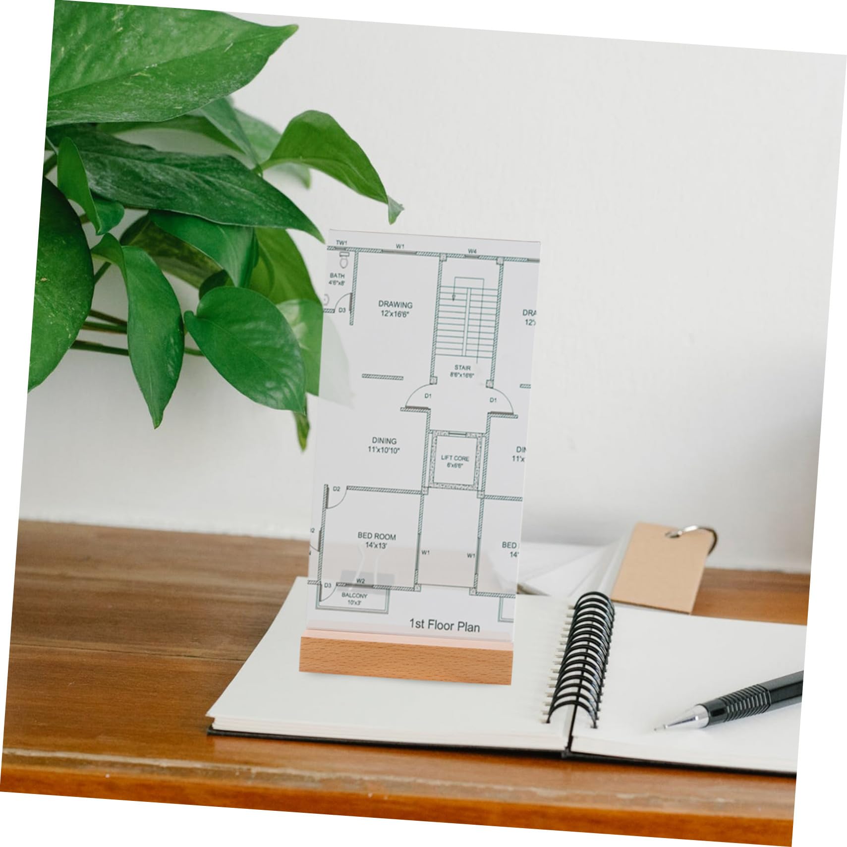 DOITOOL 5 piezas Soporte Acrílico Transparente con Base de Madera para Menú Expositor de Mesa Doble Cara Forma T Pack de Unidades para Restaurantes Bodas y Oficinas