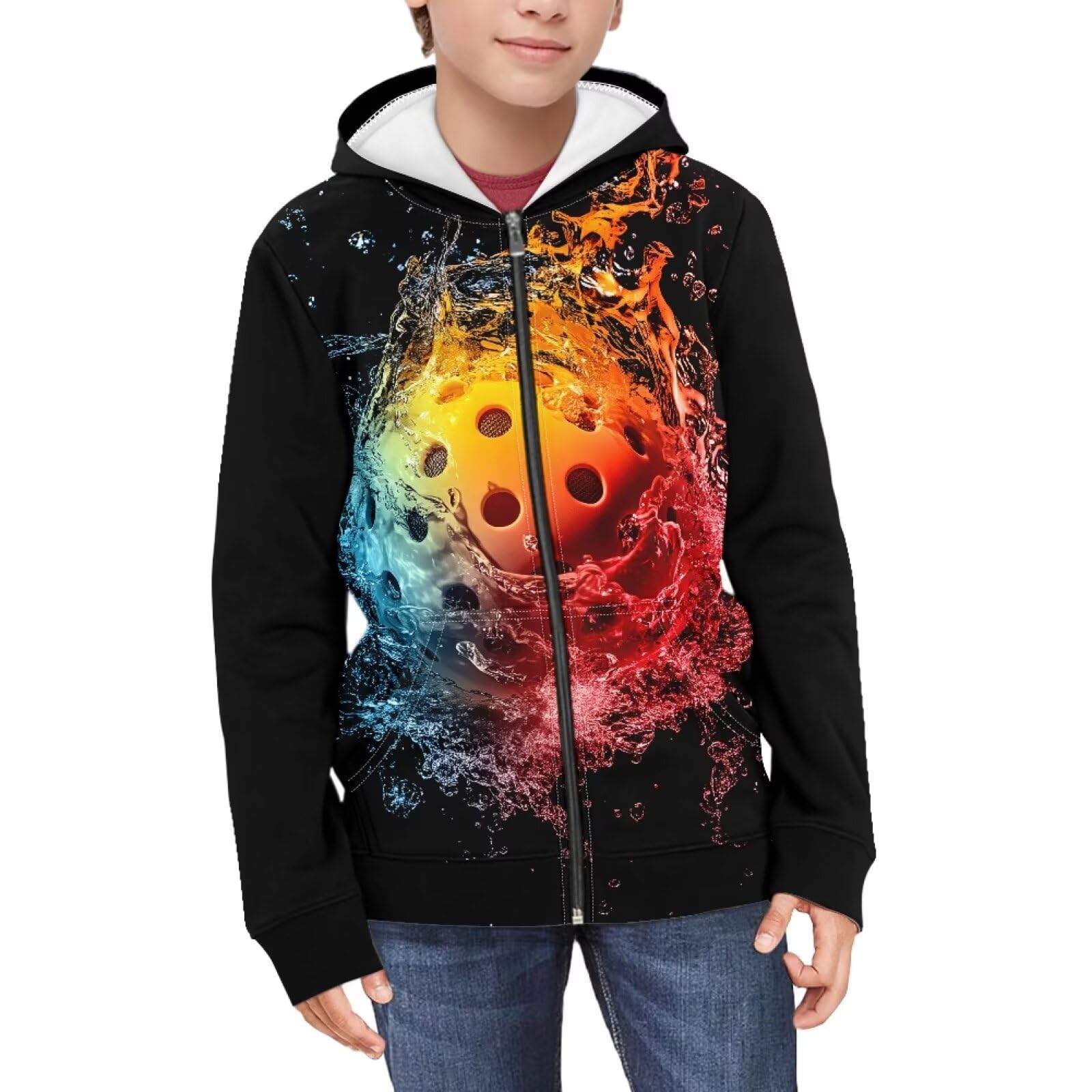 Suobstales Kids Soft Zip-Up Hoodie for Boys 6-16 Years Hooded Sweatshirt Fall Cardigan Jacket with Pockets