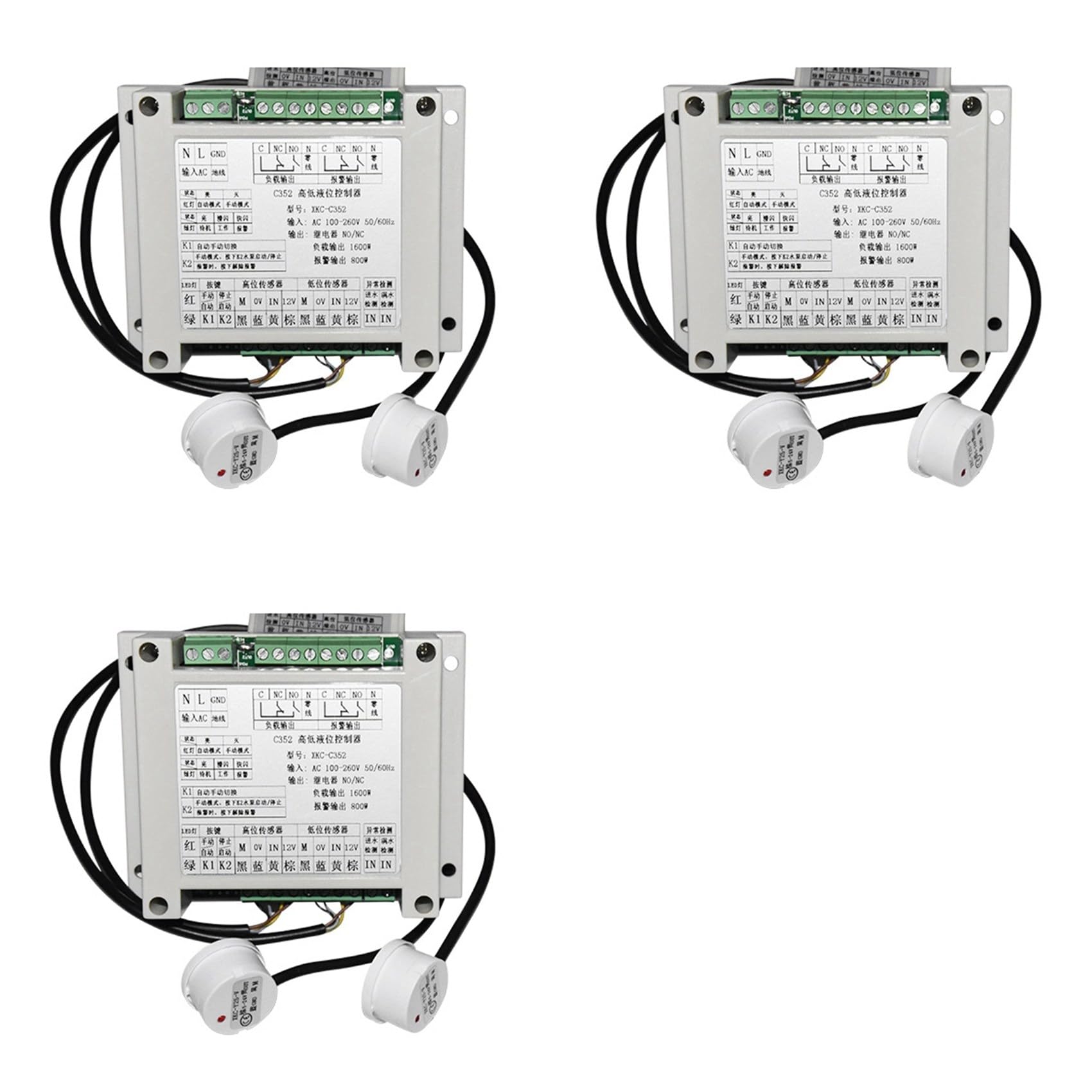 3X Regulador Inteligente para Alto y Bajo de Líquido con 2 Módulos de Sensor Sin Contacto Control Automático Líquido Agua