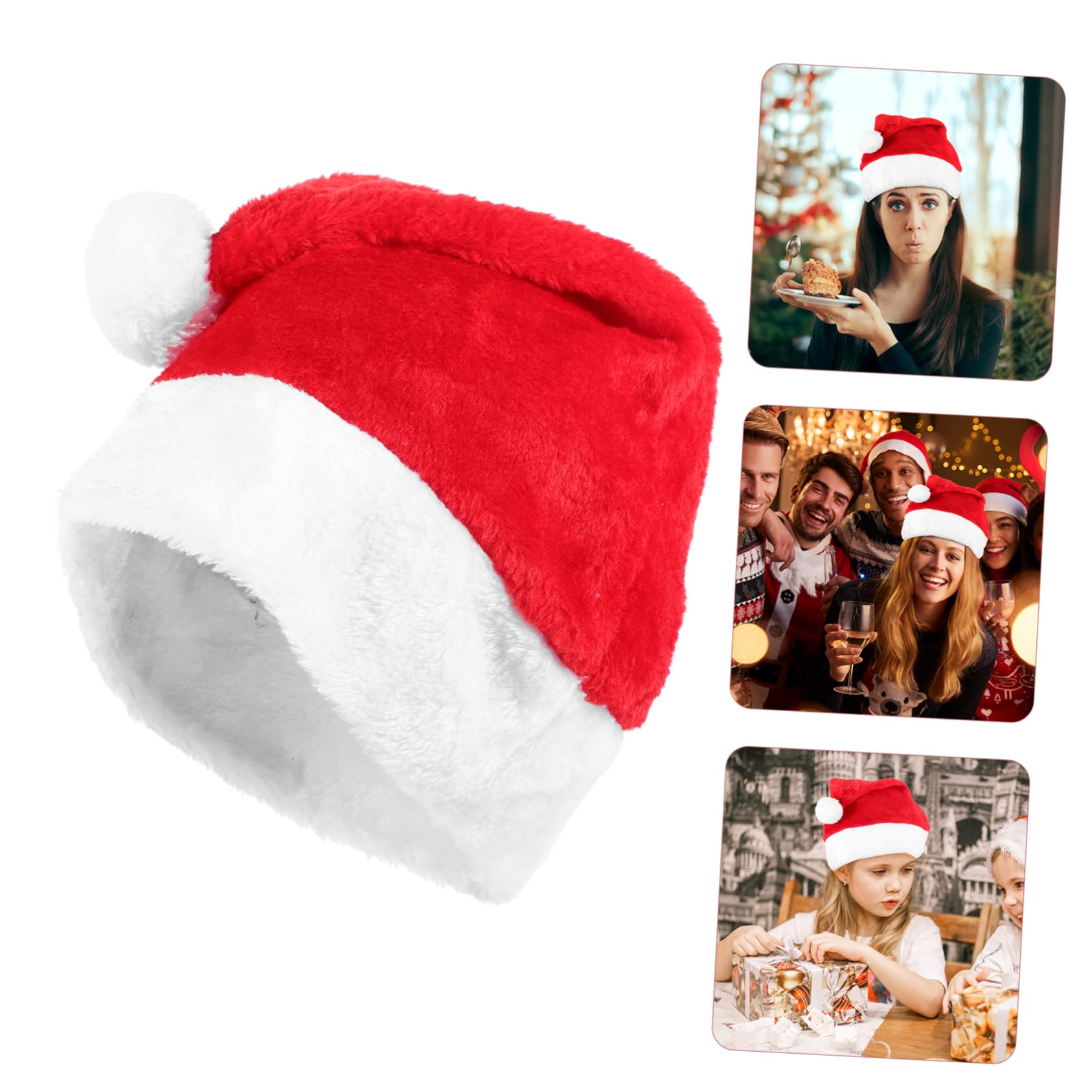 Cabilock 5 Piezas Gorro De Papá Noel De Felpa Gorros De Santa Navideños Sombreros Para Hombres Gorro De Papa Noel Para Sombrero De Navidad De Peluche Gorros Navideños Rojo Felpa Corta