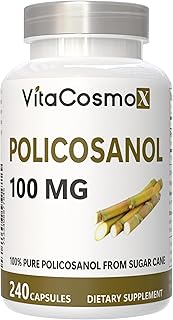 Policosanol Sugar Cane Extract, 100mg, 240 Vegetable Capsules, Non-GMO and Gluten-Free