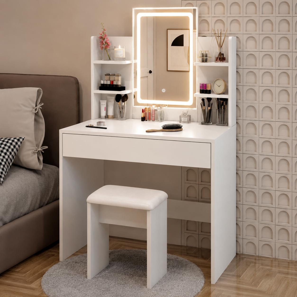 Coiffeuse avec Miroir et Tabouret