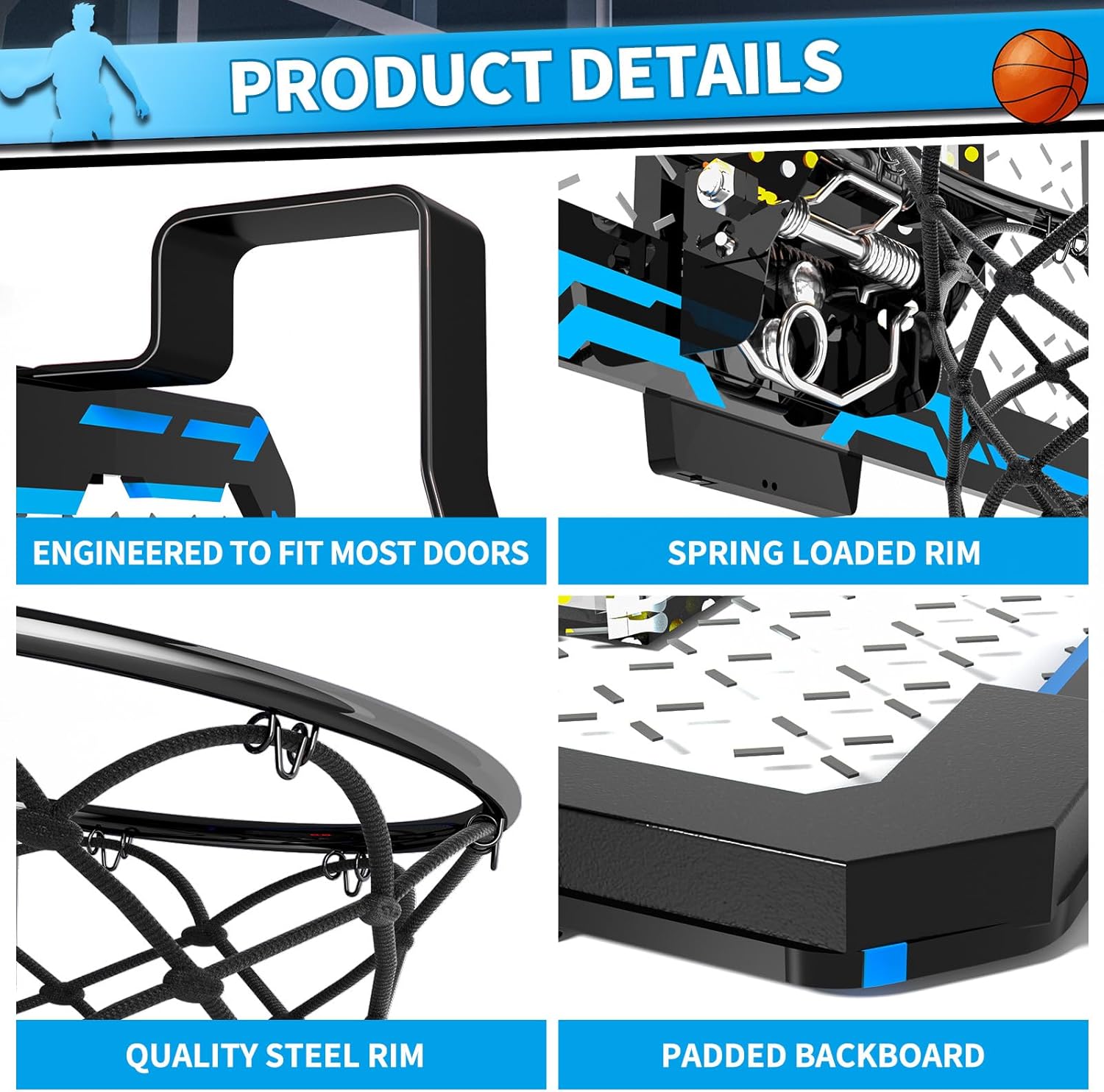 Doloowee Mini Basketball Hoop for Kids, Basketball Hoop Indoor with Lighted Electronic Scoreboard & 4 Balls, Basketball Toys for 3 4 5 6 7 8 9 10 11 12 Year Old Boys
