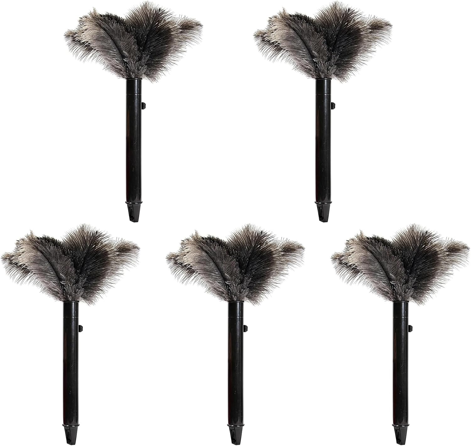 Retractable Ostrich Feather Duster for Cleaning, 15 Inch Fluffy and Natural Feather Duster with Retractable Handle， Reusable Eco-Friendly Handheld Cleaning Supplies(5PCS)