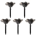 iHUFeather Retractable Ostrich Feather Duster for Cleaning, 15 Inch Fluffy and Natural Feather Duster with Retractable Handle Reusable Eco-Friendly Handheld Cleaning Supplies(5PCS)