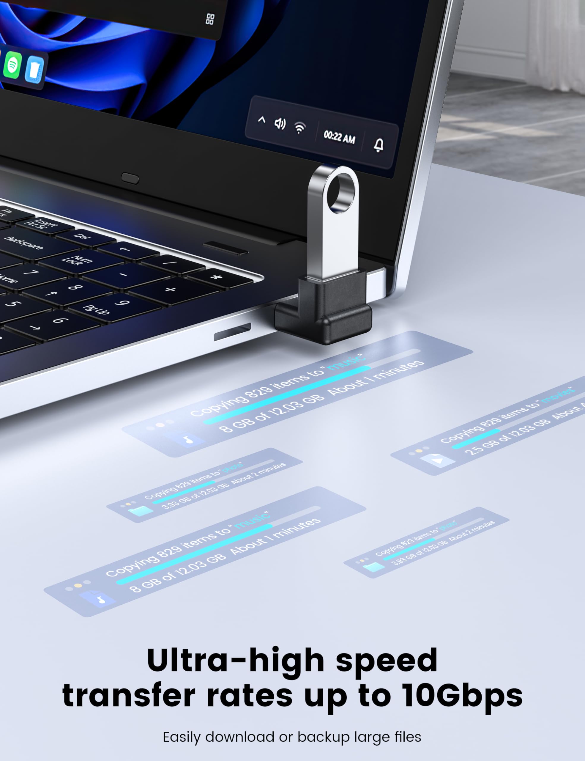 MOGOOD 90 Stopni USB 3.2 Adapter 10Gbps 2 sztuki Kątowy USB A Męski-Żeński Przedłużacz
