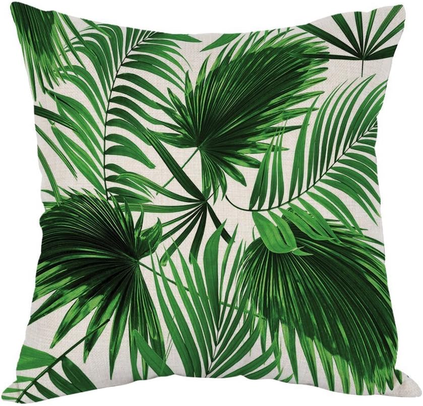 Yisumei Cushion Cover Home Decor Decorative Pillow Case Sofa Throw Pillow Cases Realistic Living Palm Leaves, Polyester, Zwillinge Drucken, 40x40 CM