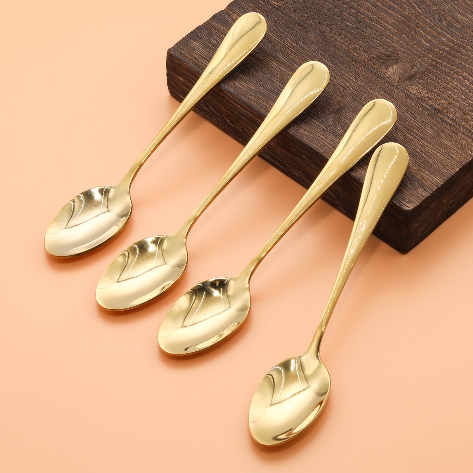 Mini cucharas de expreso, cucharas pequeñas de acero inoxidable para café de postre (dorado)