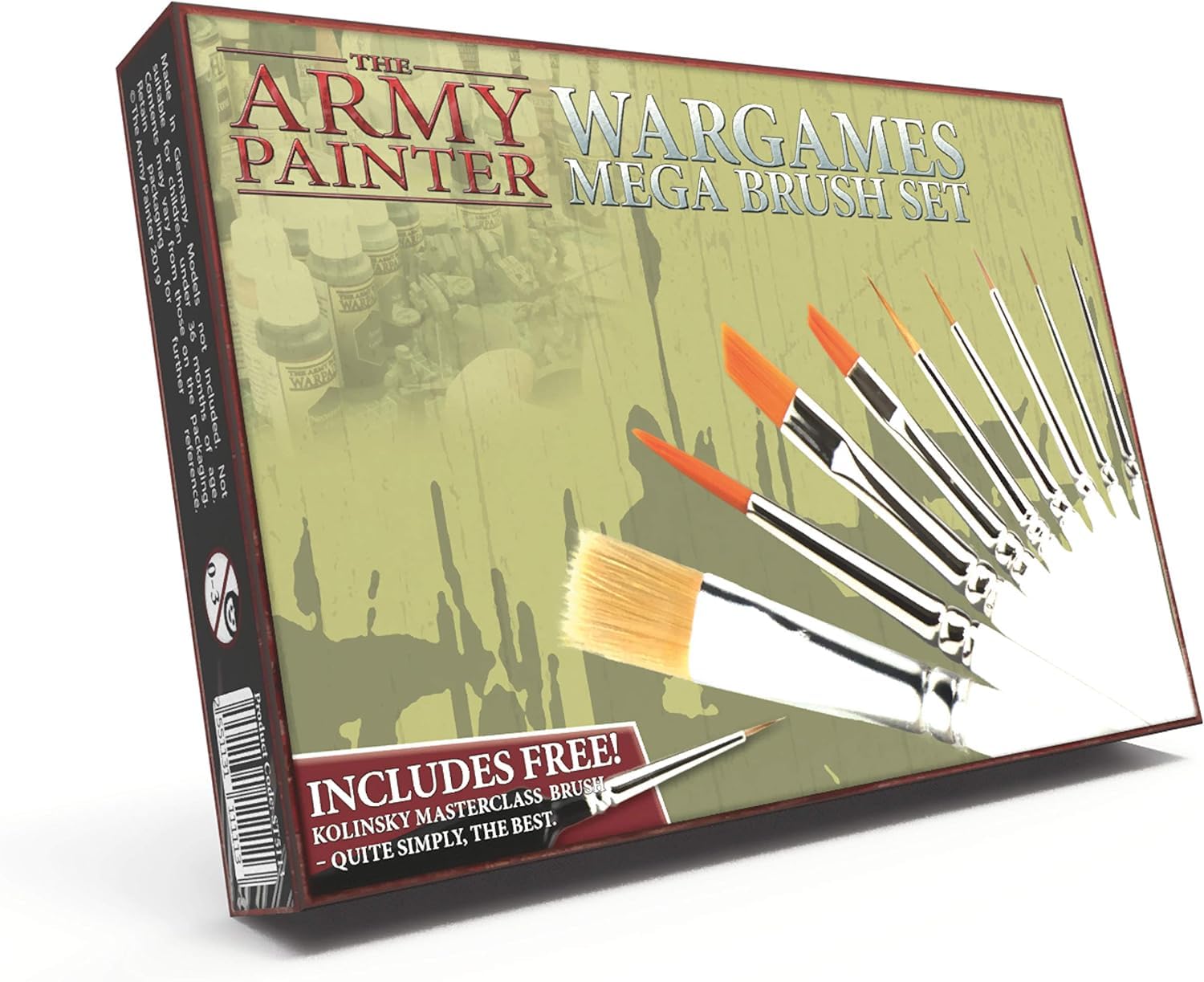 The Army Painter 10 Miniature Paint Brushes with FREE Masterclass Kolinsky Sable Hair Brush - Durable Miniatures Paint Brush Set, Wargamer Brushes with Comfortable Grip - Wargames Mega Brush Set by