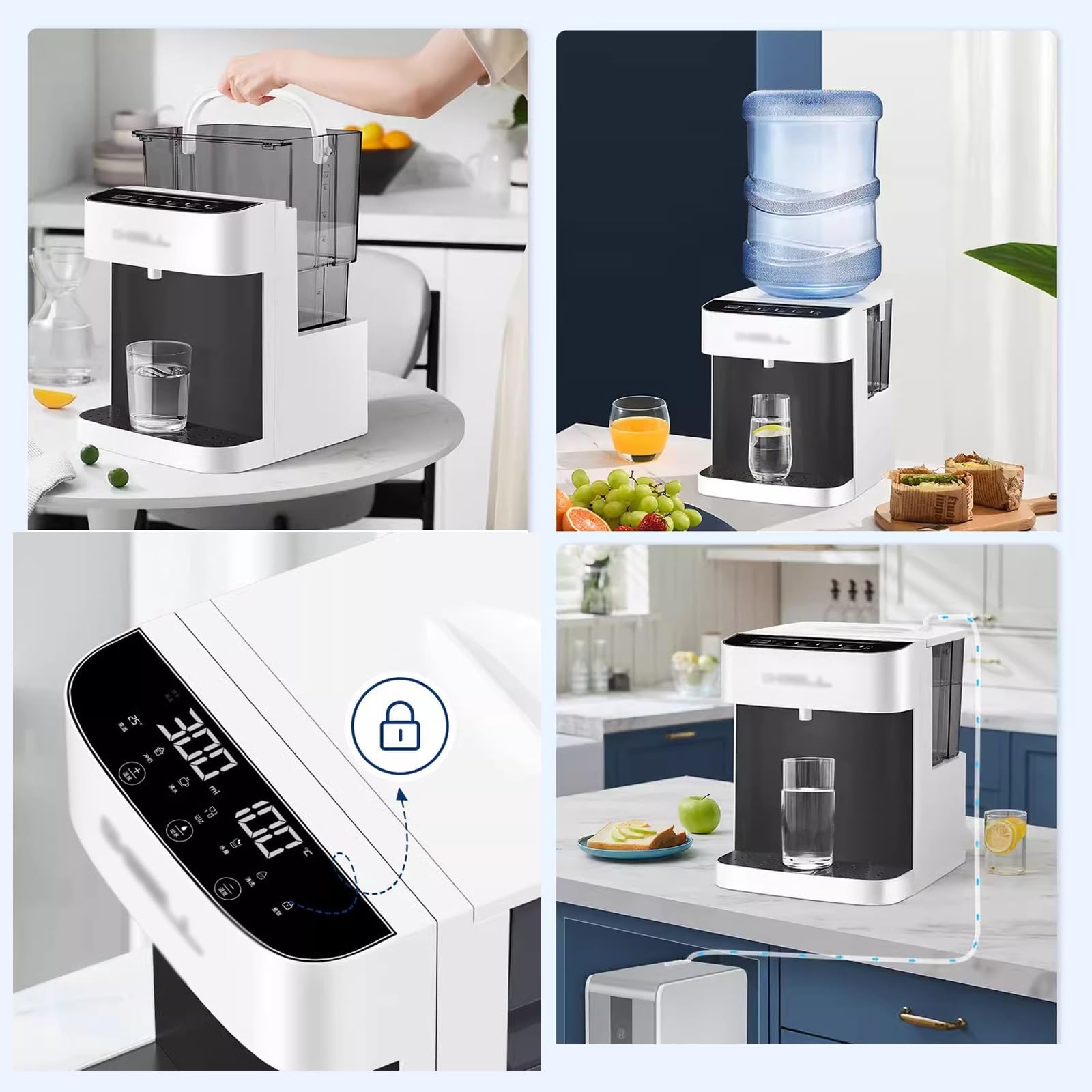 Distributore di Acqua Distributore istantaneo di acqua potabile Macchina for condutture da tavolo ad alta capacità domestica Desktop Intelligente Riscaldamento rapido Secchio d'acqua superiore Dispens