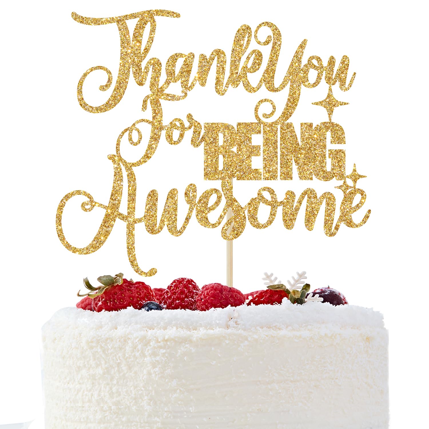 Thank You for Being Awesome Cake Topper, Farewell Cake Decorations, Graduation/Friendship/Going Away/Retirement Party Decorations, Gold Glitter