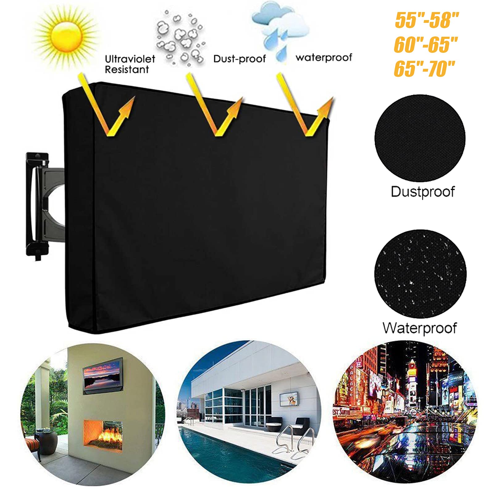 Housse de Protection d'extérieur TV 600D Polyester Tissu Imperméable UV Écran Plat TV Protecteur D'affichage Pour 50 ''à 70 ''LCD LED (For 60-65 inch TV)