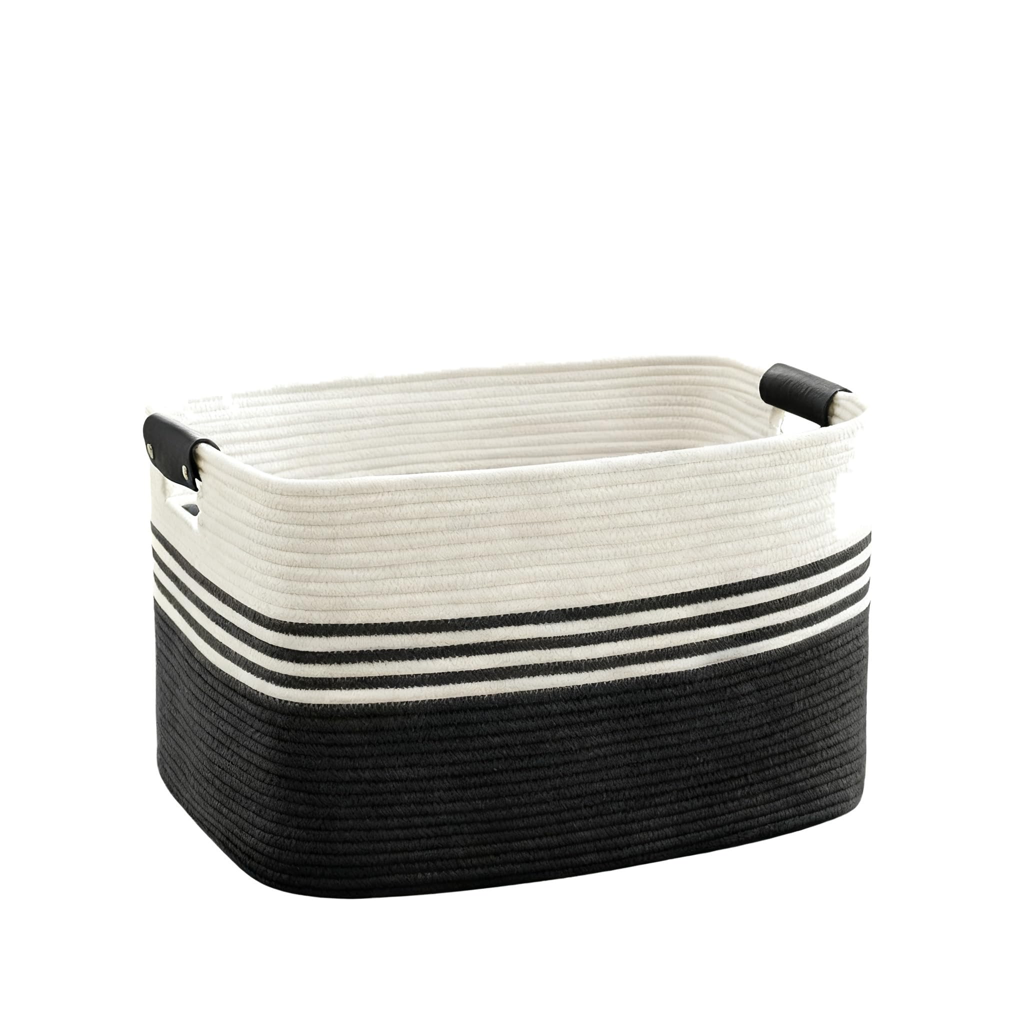 Cesto de ropa de cuerda de algodón natural,negro,其他