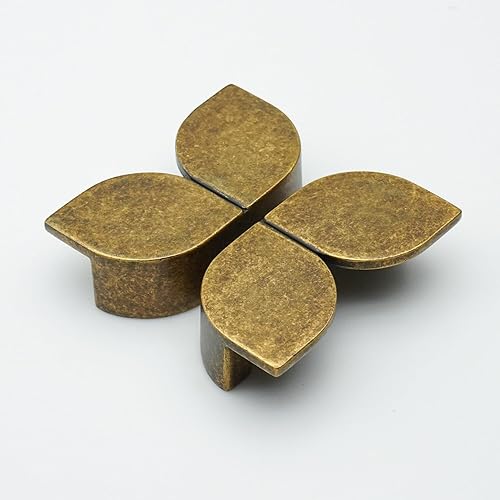 Miniatura 4 de Paquete de 6 tiradores de latón antiguo de 2-12 pulgadas (2.520 in) con agujero central de latón retro, tiradores de cajones de aleación de zinc