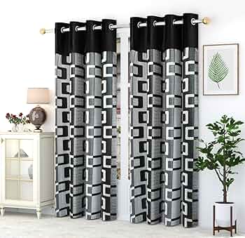 FARRELL Home Decor -1 Piece Polyester Bedroom Curtain for Window (4 x 5 Feet Grey,Black)