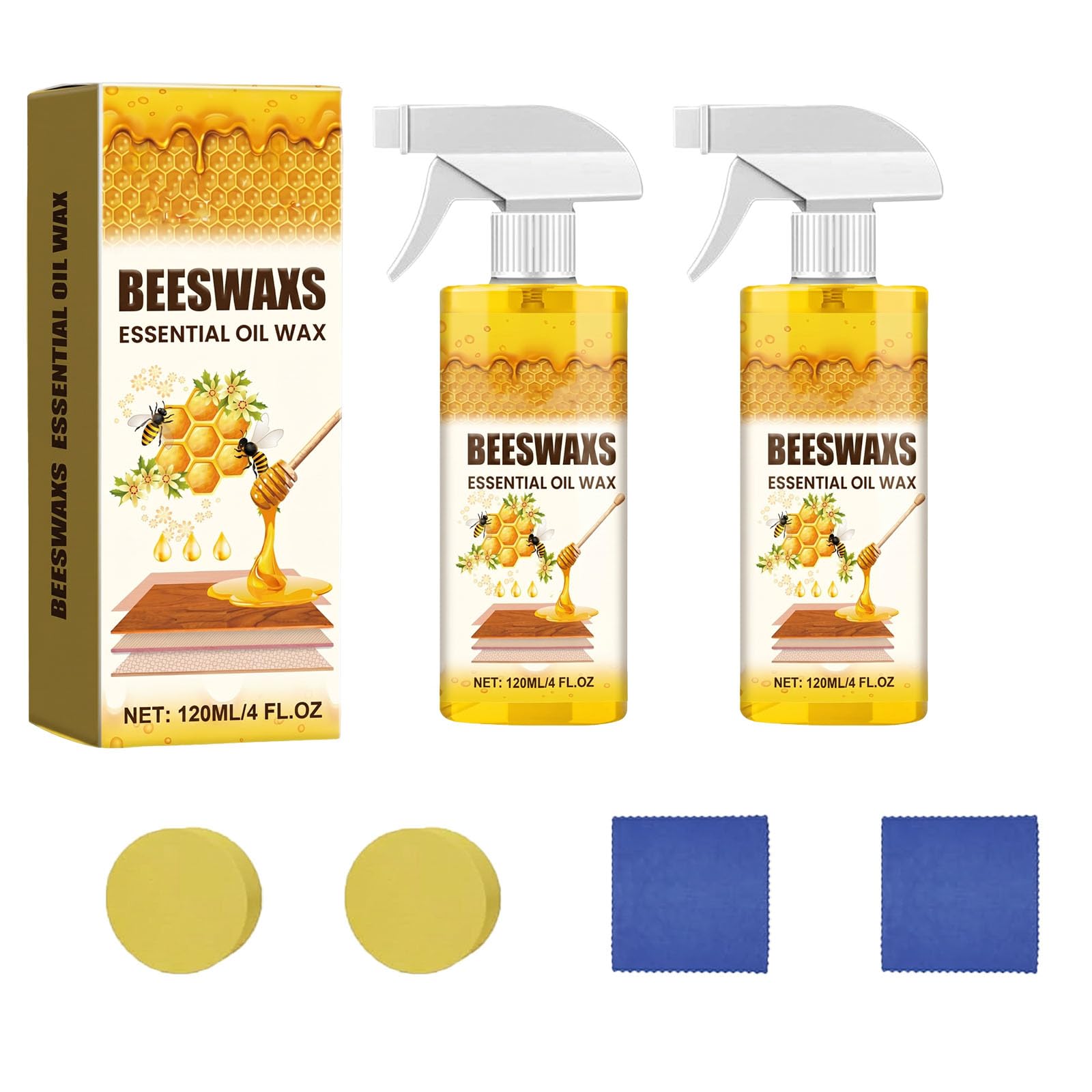 Spray Beeswax for Wood, Bees Wax Furniture Polish and Cleaner with Sponge&Towel, Beeswax Essential Oil Wax For Living Rooms,Kitchens, Floors (1 pc) — view 8