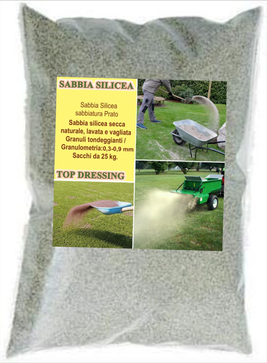 Sabbia Silicea per Prato - Sacchi da 25 kg - Top Dressing Giardino (4 Sacchi 25Kg)